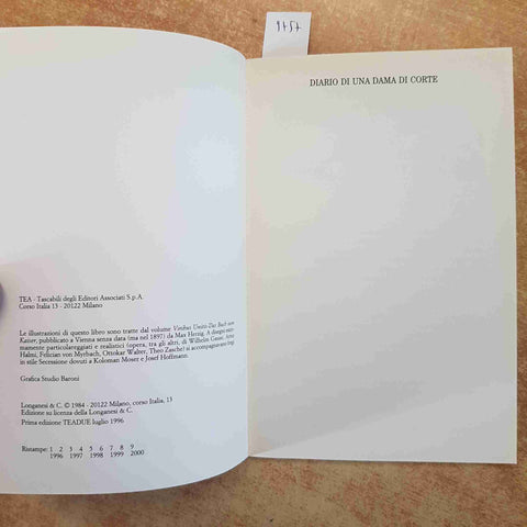DIARIO DI UNA DAMA DI CORTE ISABELLA BOSSI FEDRIGOTTI 1996 TEA Vienna imperiale