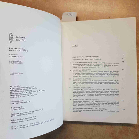 IL CERVELLO E LA COSCIENZA - STEVEN ROSE - MONDADORI EST BIBLIOTECA 1977