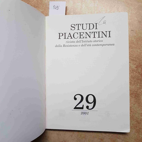 STUDI PIACENTINI N. 29 2001 RIVISTA ISTITUTO STORICO RESISTENZA FASCISMO LIBIA