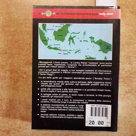 BALI E LOMBOK - LONELY PLANET EDT - GUIDA TURISTICA VIAGGIO INDONESIA ISOLE 1995