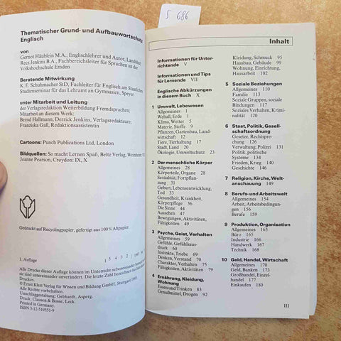 THEMATISCHER GRUND- UND AUFBAUWORTSCHATZ ENGLISCH 1997 KLETT - NEUBEARBEITUNG
