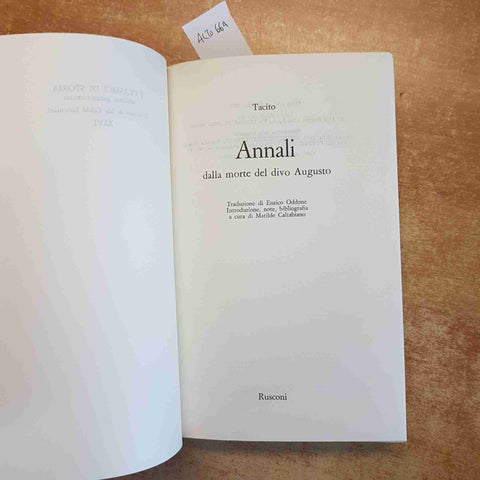 TACITO ANNALI DALLA MORTE DEL DIVO AUGUSTO - RUSCONI - I CLASSICI DI STORIA 1978