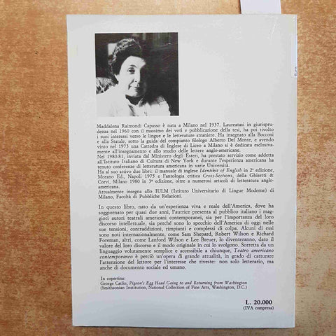 TEATRO AMERICANO CONTEMPORANEO autografato! MADDALENA CAPASSO NUOVI AUTORI 1986