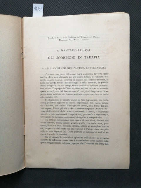 A.F. LA CAVA - GLI SCORPIONI IN TERAPIA 1947 scienze mediche e naturali (42