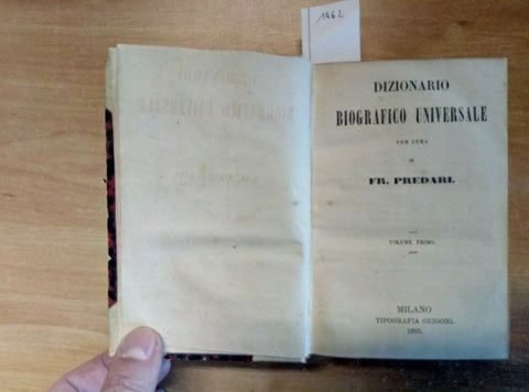 DIZIONARIO BIOGRAFICO UNIVERSALE 1865 FR. PREDARI - GUIGONI MILANO (1462