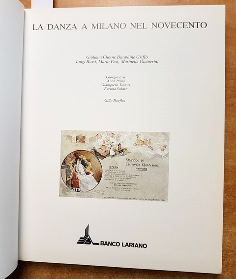 LA DANZA A MILANO NEL NOVECENTO - BANCO LARIANO 1986 Gillo Dorfles teatro(6