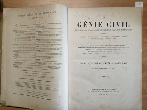 LE GENIE CIVIL - REVUE GENERALE - TOME LXIV - PREMIER SEMESTRE 1913-1914 (4