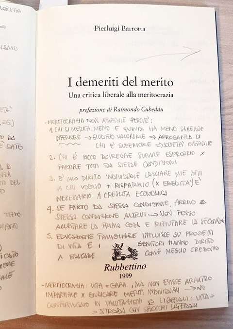 I DEMERITI DEL MERITO critica alla meritocrazia BARROTTA 1999 RUBBETTINO (5