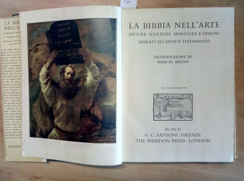 LA BIBBIA NELL'ARTE PITTURE SCULTURE MINIATURE 1956 INTRO BRION - SANSONI
