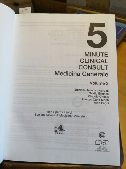 5 MINUTE CLINICAL CONSULT MEDICINA GENERALE - EDIZIONE ITALIANA (6494)