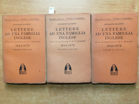 GIUSEPPE MAZZINI - LETTERE AD UNA FAMIGLIA INGLESE 3 volumi PARAVIA 1926 (4