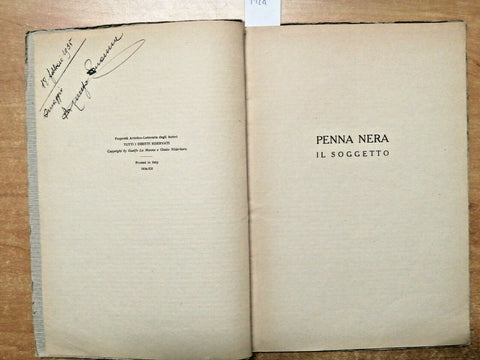 GUELFO LA MANNA - PENNA NERA - DRAMMA CINEMATOGRAFICO 1934 AUTOGRAFATO!!! (