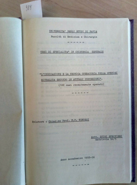 TESI DI SPECIALITA' IN CHIRURGIA GENERALE LUIGI SPROVIERI 1956 TINOZZI PAVIA 98