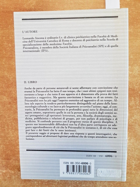 LA PSICOANALISI analisi e sintesi - LEONARDO ANCONA - 1998 - LA SCUOLA - (2