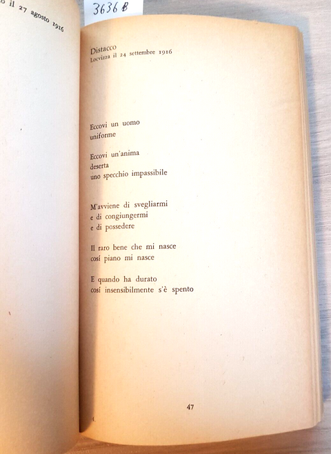 GIUSEPPE UNGARETTI: VITA D'UN UOMO 106 POESIE 1914-1960 -Mondadori 1970 (3