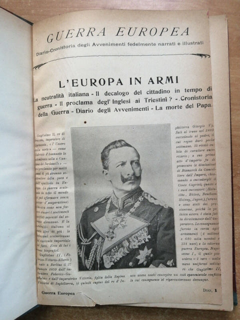 Achille Macchia LA GRANDE GUERRA EUROPEA 1915-16 BIDERI 2 voll. illustrati