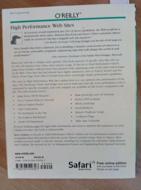 HIGH PERFORMANCE WEB SITES 2007 SOUDERS O'REILLY 1 ED. 14 STEPS TO FASTER