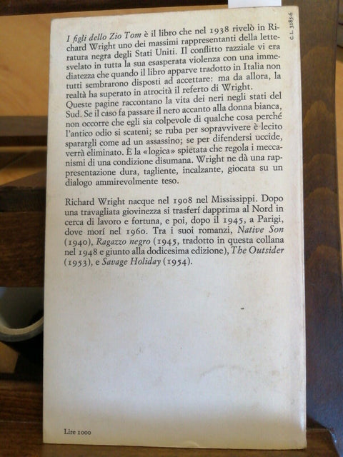RICHARD WRIGHT - I FIGLI DELLO ZIO TOM 1971 NUOVI CORALLI EINAUDI (6030