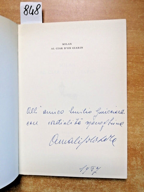 MILAN AL CIAR D'ON CIARIN 1966 AMALIA GOLA SOLA autografato! poesie milanesi