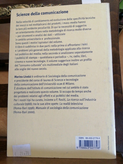 MARINO LIVOLSI - IL PUBBLICO DEI MEDIA - 2003 - 1ed. CAROCCI (2484d)