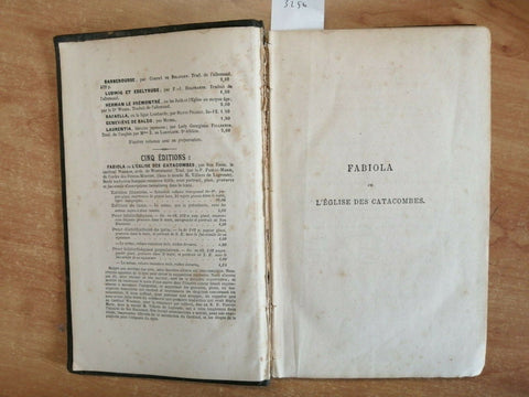 FABIOLA OU L' GLISE DES CATACOMBES - LE CARDINAL WISEMAN 1868 CASTERMAN (