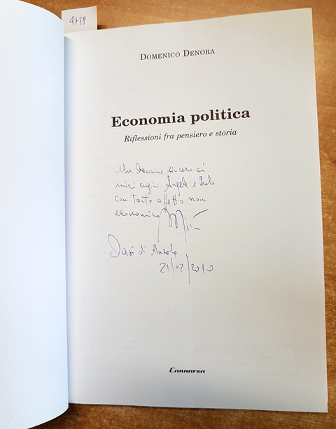 ECONOMIA POLITICA riflessioni fra pensiero e storia - D. DENORA autografato