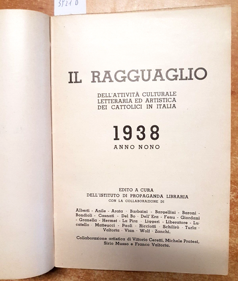 IL RAGGUAGLIO 1938 Istituto Di Propaganda Libraria ILLUSTRATO PUBBLICITA'