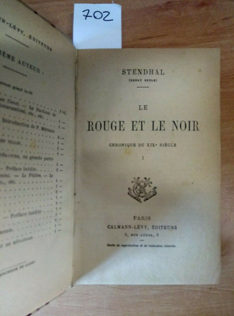 STENDHAL LE ROUGE ET LE NOIR - CALMANN LEVY CRONIQUE DU XIX SIECLE - 702