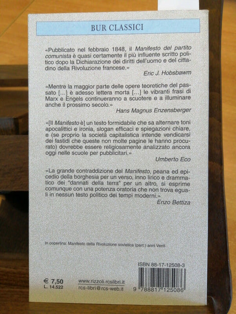 MARX ENGELS - MANIFESTO DEL PARTITO COMUNISTA - BUR - 2002 TESTO A FRONTE(4