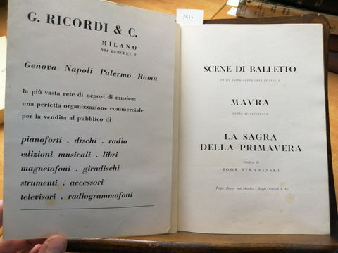 TEATRO ALLA SCALA: SCENE DI BALLETTO, MAVRA, LA SAGRA DELLA PRIMAVERA 1954(