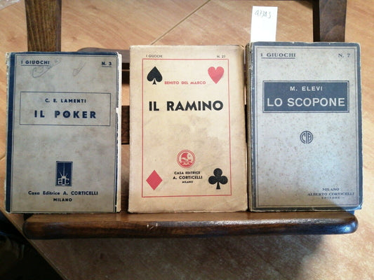 lotto 3 libri: LO SCOPONE, IL POKER, IL RAMINO 1929/1936 CORTICELLI (4734S