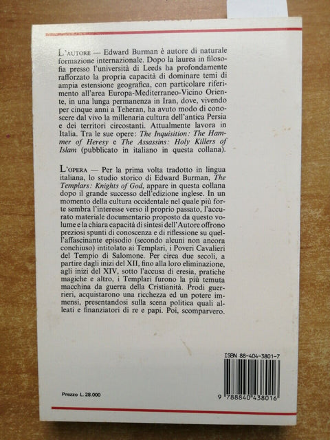 I TEMPLARI L'ordine dei poveri cavalieri di Salomone 1988 Burman - Convivio