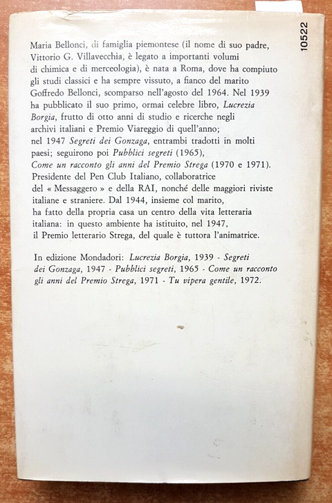 MARIA BELLONCI - TU VIPERA GENTILE - 1ed. - MONDADORI - 1972 - Mantova (68