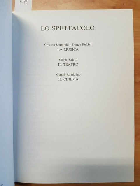 LO SPETTACOLO LA MUSICA IL TEATRO IL CINEMA - BRAMANTE 1987 RONDOLINO(3616