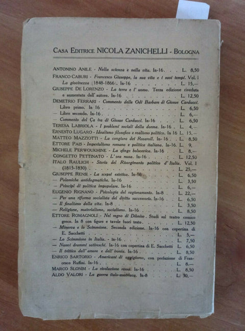 LA GIOVINEZZA MORALE DI MAZZINI - EGISTO ROGGERO 1920 ZANICHELLI (1139