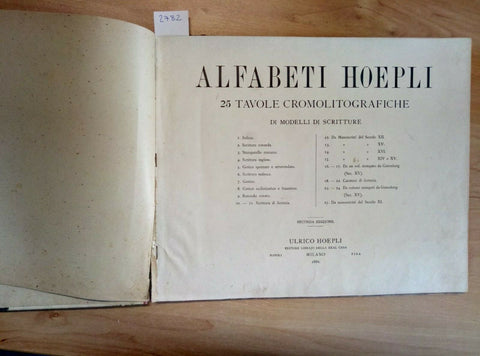 1886 ALFABETI HOEPLI 25 TAVOLE CROMOLITOGRAFICHE DI MODELLI E SCRITTURE (27