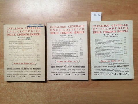 LOTTO 3 LIBRI Catalogo generale enciclopedico delle edizioni Hoepli 1958 (2