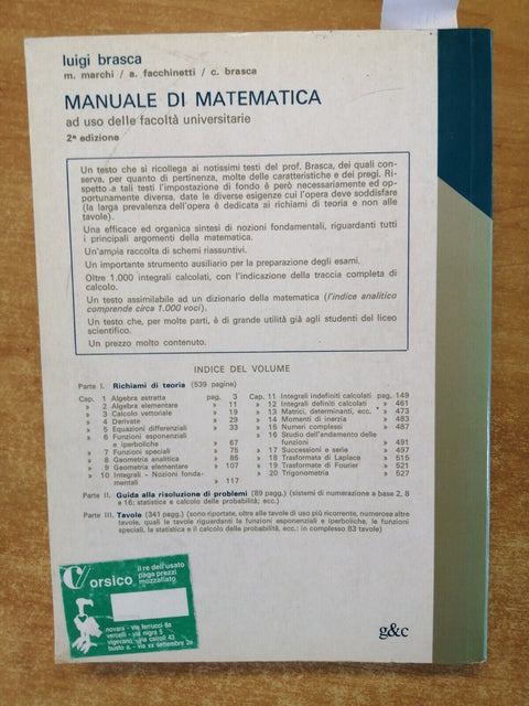 TAVOLE PER CALCOLI DI TOPOGRAFIA ED ESTIMO - 1992 - Brasca Levi - GHISETTI