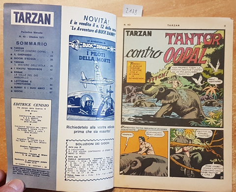 TARZAN IL RE DELLA GIUNGLA 43 TANTOR CONTRO OOPAL 1971 Burroughs CENISIO
