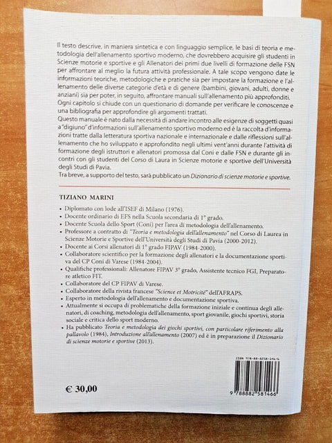 LE BASI DELL'ALLENAMENTO teoria e metodologia SCIENZE MOTORIE Marini SPORT