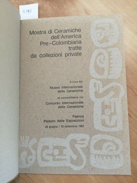 Mostra di ceramiche dell'America precolombiana da collezioni private 1967