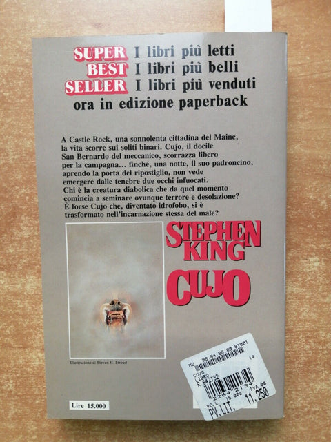 STEPHEN KING - CUJO - 1997 - SPERLING PAPERBACK horror thriller (4734F