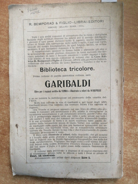 G.C. Abba - LA STORIA DEI MILLE NARRATA AI GIOVINETTI ITALIANI 1907 Bemporad6955