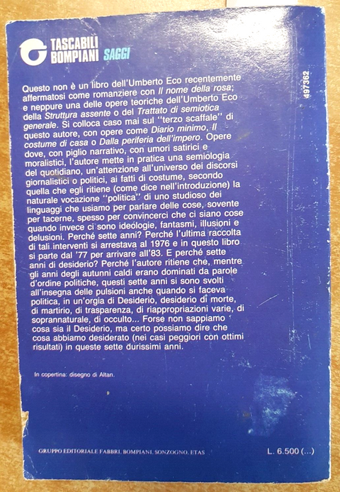 UMBERTO ECO - SETTE ANNI DI DESIDERIO - 1986 - semiologia del quotidiani (6