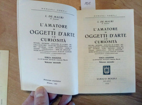 L'AMATORE DI OGGETTI D'ARTE E CURIOSITA' VOLUME 2 - 1981 HOEPLI REPRINT