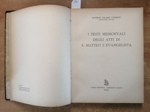 I TESTI MEDIOEVALI DEGLI ATTI DI S. MATTEO L'EVANGELISTA - 1958 - ATENOLFI