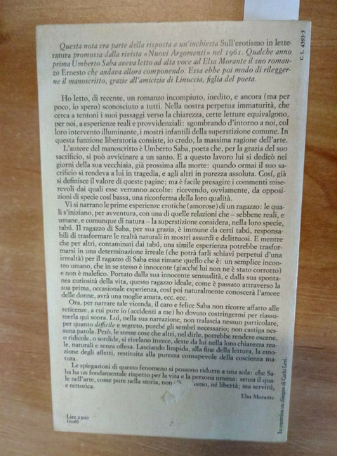 UMBERTO SABA - ERNESTO - 1976 - EINAUDI LETTERATURA N 46 (1923)