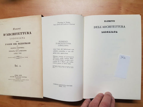 CARLO LODOLI - ELEMENTI D'ARCHITETTURA LODOLIANA 1973 ANASTATICA MAZZOTTA