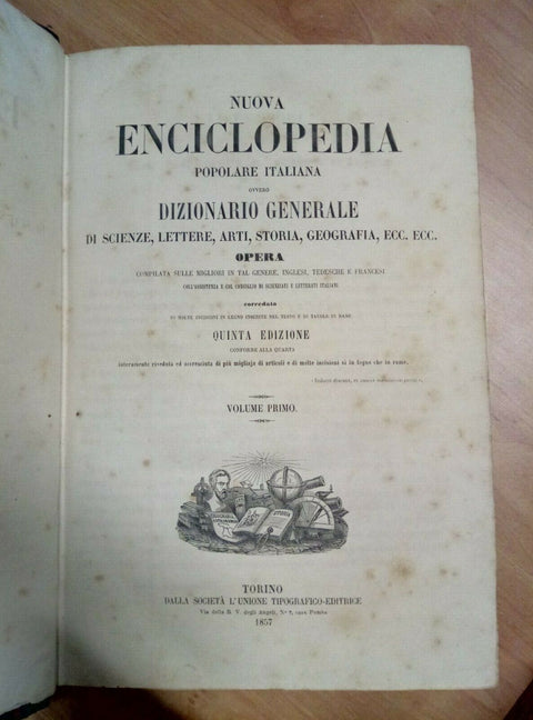 1857/1866 NUOVA ENCICLOPEDIA POPOLARE ITALIANA - 31 VOLUMI ILLUSTRATI (1495