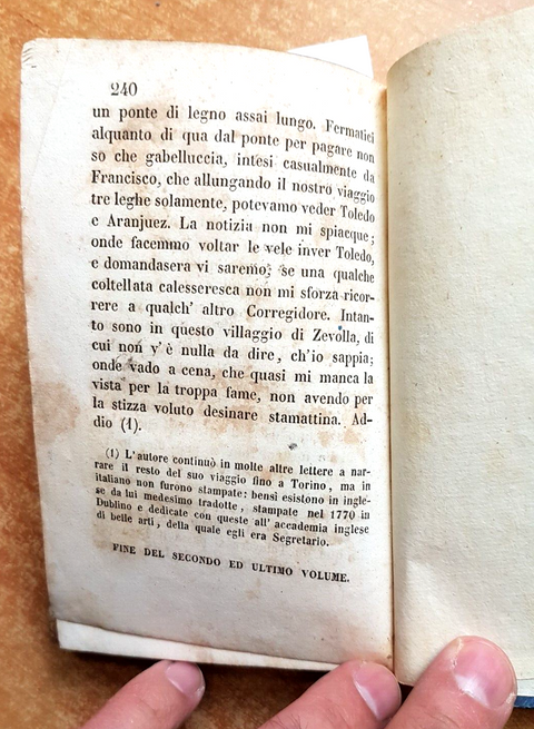 Viaggi di Giuseppe Baretti esposti in lettere familiari 1851 volume secondo